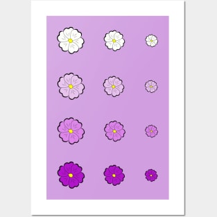 Purple Gradient Hand Drawn Flowers :) Posters and Art